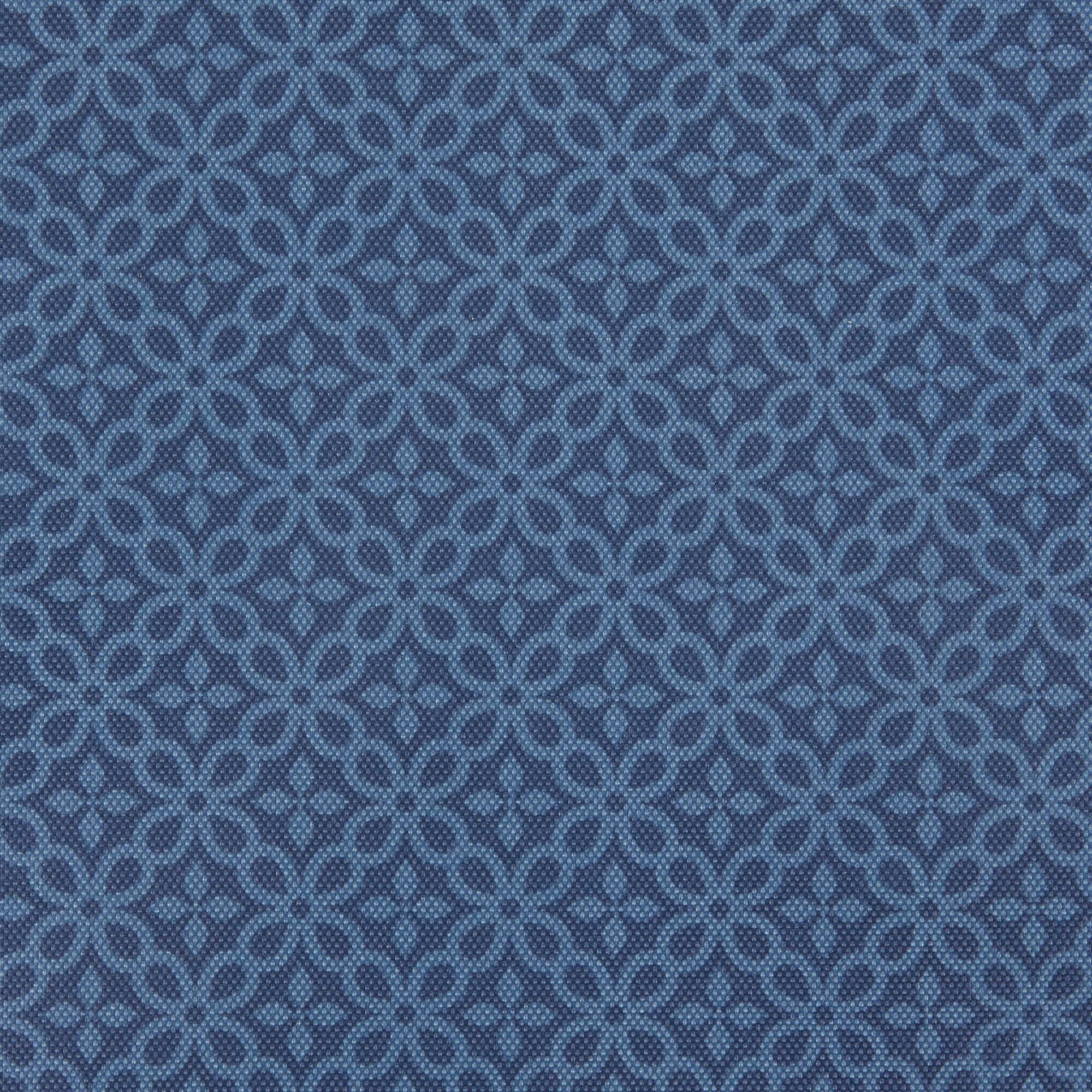 French Blue Tonal Lattice Print Outdoor Tablecloth 60" Round